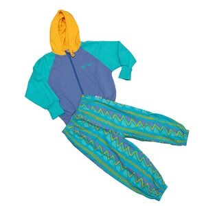 VTG 90s Weebok Kids 3T Tracksuit Set NWT Hoodie Pants Colorblock Aztec Abstract
